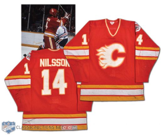 Kent Nilssons 1983-84 Calgary Flames Game-Worn Playoffs Jersey - Photo-Matched!