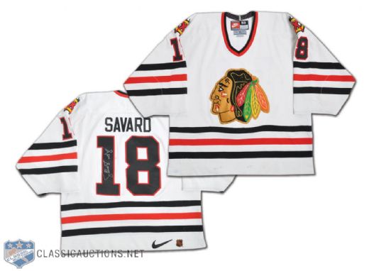 Denis Savards 1996-97 Chicago Black Hawks Signed Game-Worn Jersey