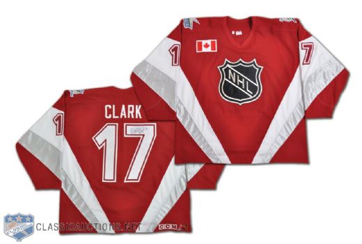 Wendel Clarks 1999 NHL All-Star Game Signed Photo-Shoot Team North America Jersey