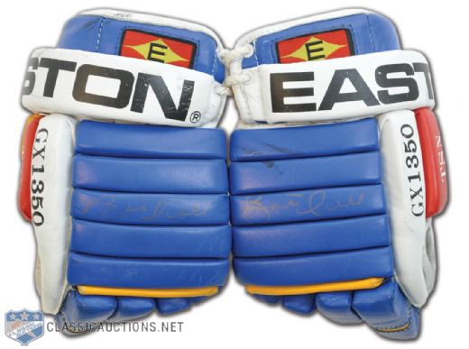 Brett Hulls 1993-94 St. Louis Blues Signed Easton Game-Used Gloves