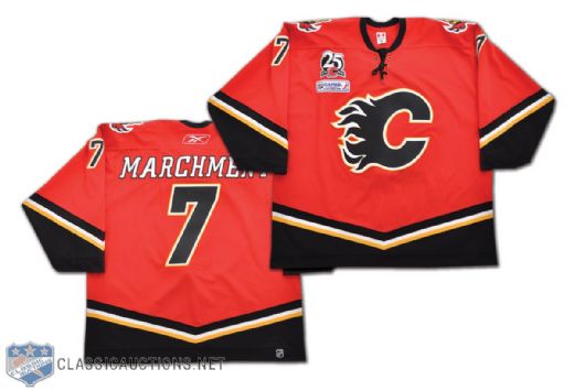 Bryan Marchments 2005-06 Calgary Flames Game-Worn Jersey with 25th & Katrina Patches