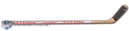 Denis Potvins Mid-1980s NY Islanders Titan TPM 2020 Game-Used Stick