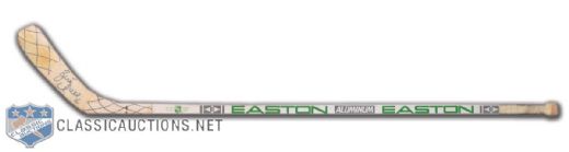Brett Hulls Early-1990s Easton Aluminum Signed Game-Used Stick