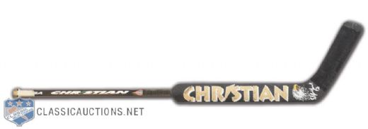 Ed Belfours Late-1990s Christian Signed Game-Used Stick