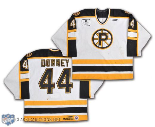 Aaron Downeys Late-1990s and 2006-07 AHL Providence Bruins Game-Worn Jerseys