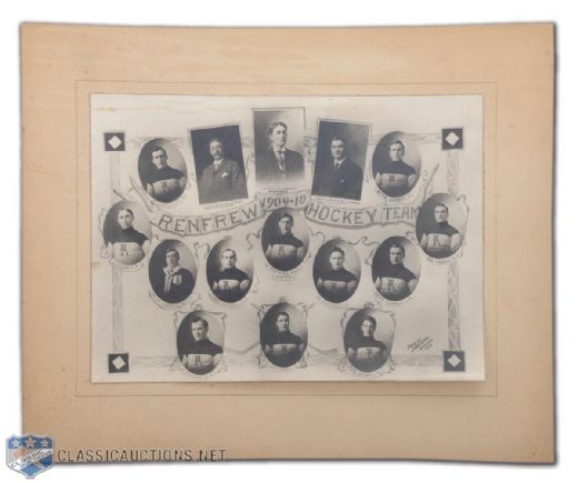 1909-10 Renfrew Hockey Club Cabinet Photograph Featuring Patrick Bros, Taylor and Lalonde (15" x 18")