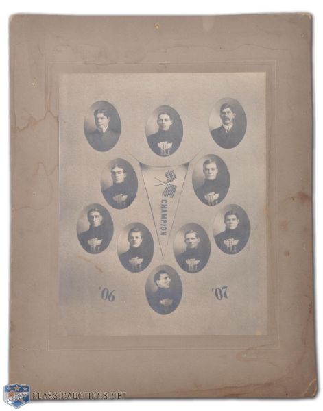 1906-07 Portage Lakes Lakers Team Cabinet Photograph Featuring Taylor, Stuart and Lake (16" x 20")