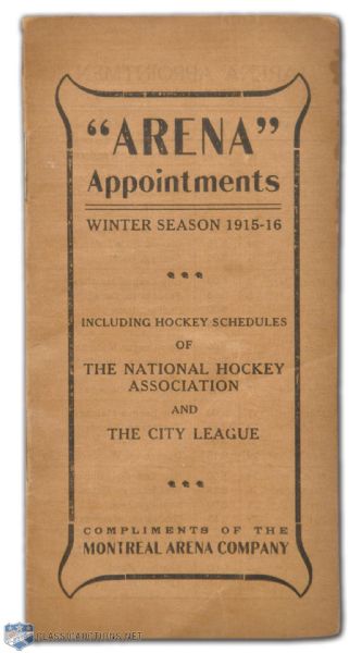 Scarce 1915-16 Montreal Arena Company National Hockey Association Schedule (Pre-NHL)