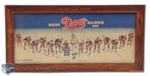 1932-33 Montreal Maroons Dow Beer Advertising Display (33" x 16")