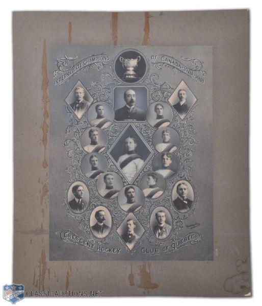 1900-01 Quebec Crescents Team Photo Montage with Percy LeSueur and Paddy Moran (20"x24")