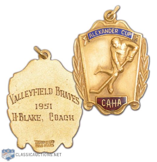 Hector "Toe" Blakes 1950-51 Valleyfield Braves Alexander Cup Championship Medal