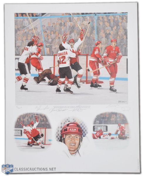 1972 Canada-Russia Series "Henderson Scores for Canada" Multi-Signed Lithograph
