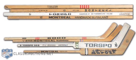 Makarov, Mikhailov, Myshkin and Mylnikov Game-Issued Stick Collection of 4