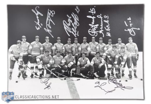 1972 Soviet Union National Team Team-Signed Photo, Featuring Tretiak, Yakushev and Mikhailov
