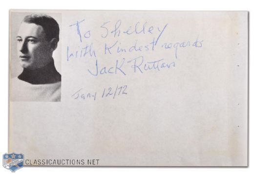 Deceased Hall-of-Famer Jack Ruttan Autographed Booklet Page