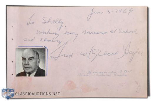 Deceased Hall-of-Famer Fred "Cylone" Taylor Autographed Booklet Page