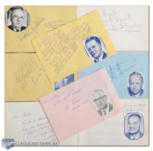 Deceased Hockey Hall of Fame Builders Autograph Collection of 7