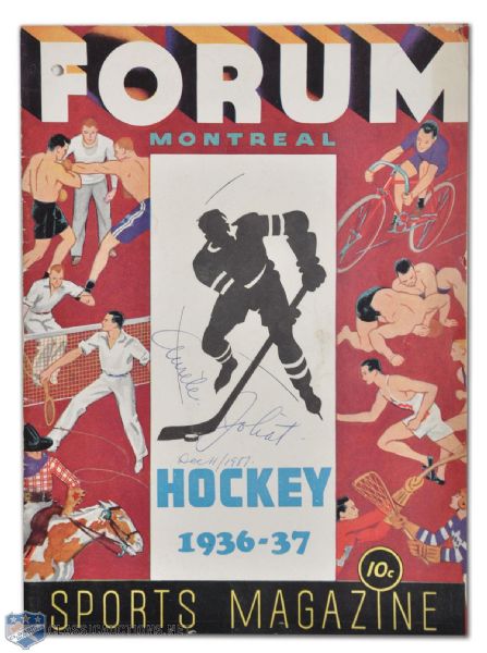 1936-37 Montreal Canadiens Season Opener Program Autographed by Deceased HOFer Aurele Joliat