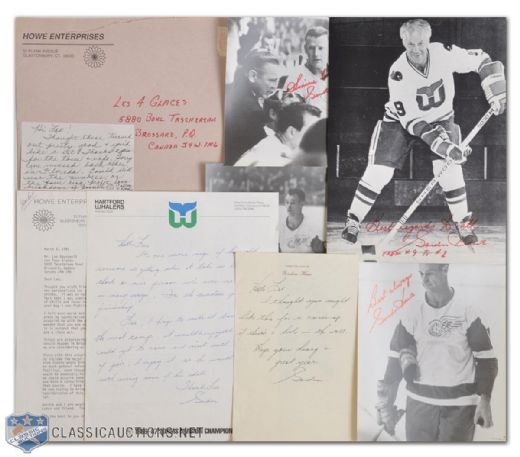 Gordie Howe Autographed Photo and Letter Collection of 7