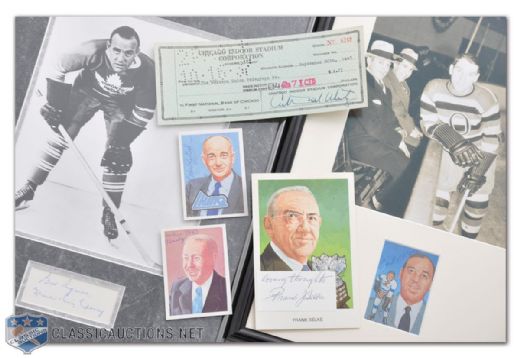 Deceased HOFers Autograph Collection of 7 with Boucher, Clancy, Selke & Wirtz