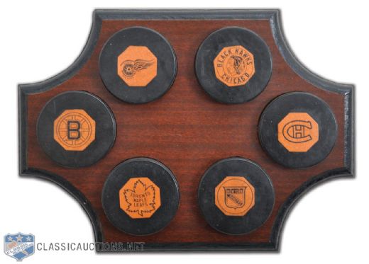 "Original Six" Official NHL Game Puck Collection of 6