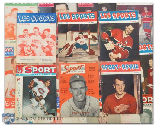 1949-58 Sport Illustre, Les Sports and Sport-Revue Hockey Magazine Collection of 108