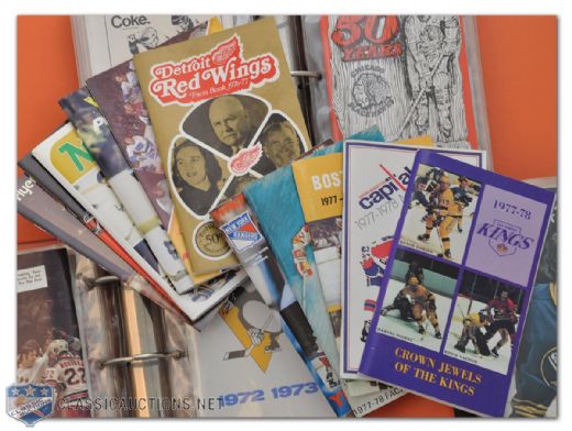 1970s NHL Media Guide Collection of 50+ with Binders