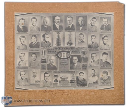 Montreal Canadiens 1946-47 Team Photo Montage Signed by Frank Selke (13 3/4" x 15 3/4")