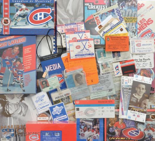 Montreal Canadiens Memorabilia, Ticket and Press Pass Collection