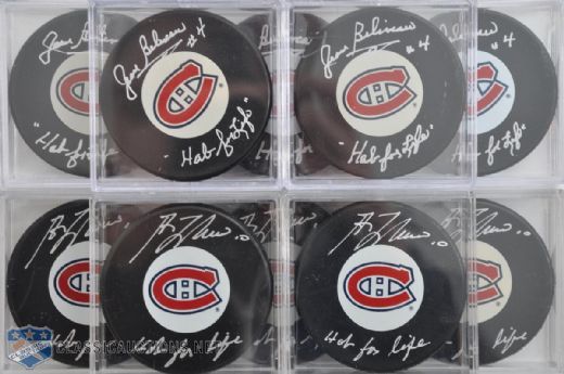 Jean Beliveau & Guy Lafleur "Hab for Life" Signed Puck Collection of 10
