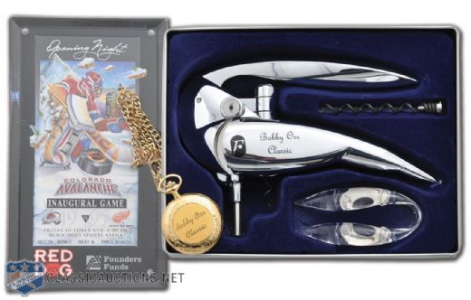Bobby Orr Classic Hockey Tournament Pocket Watch and Wine Bottle Opener Kit