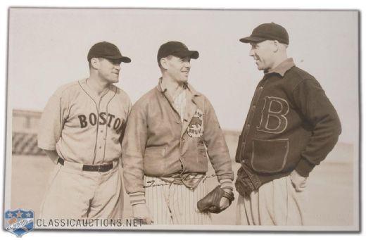 1940s Tiny Thompson Boston Bruins Baseball Photograph