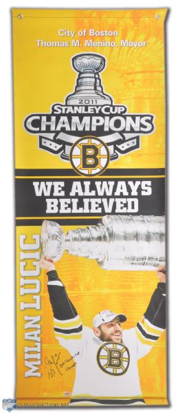 Milan Lucic 2011 Stanley Cup Champions Signed Street Banner (62" x 24")