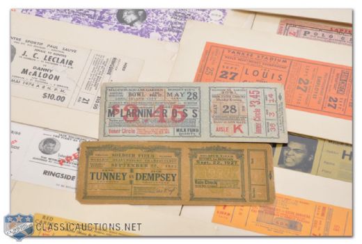 Fabulous Collection of Boxing On Site Tickets Featuring Ali, Dempsey & Louis