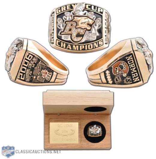 BC Lions 2006 Grey Cup 10K Gold and Diamonds Championship Ring