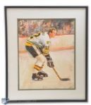 Wayne Cashmans Boston Bruins Framed Painting Gifted by Bruins for his 1,000th Game