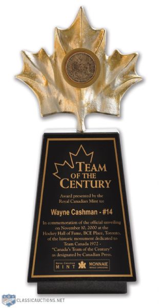 Wayne Cashmans Team Canada 1972 "Team of the Century" Trophy (13")