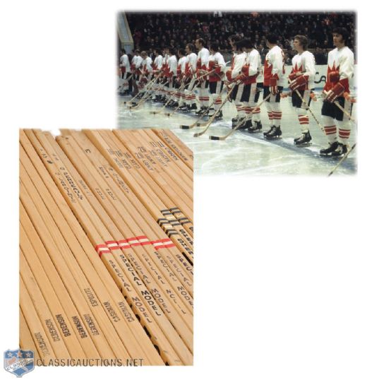 1972 Canada-Russia Series Team Canada Game-Issued Stick Collection of 31