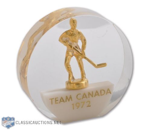 Marcel Dionnes 1972 Canada-Russia Series Team Canada Paperweight