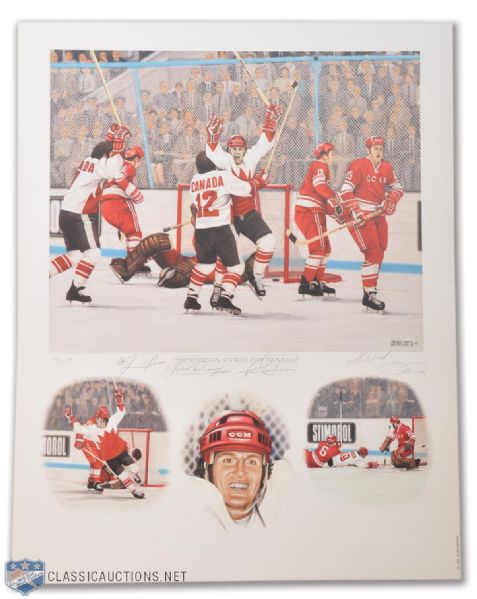1972 Canada-Russia Series "Henderson Scores for Canada" Multi-Signed Lithograph