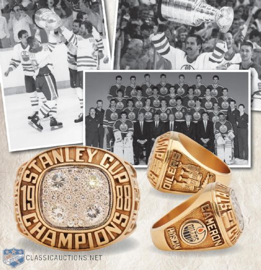 Gordon Camerons 1987-88 Edmonton Oilers Stanley Cup Championship 10K Gold and Diamond Ring