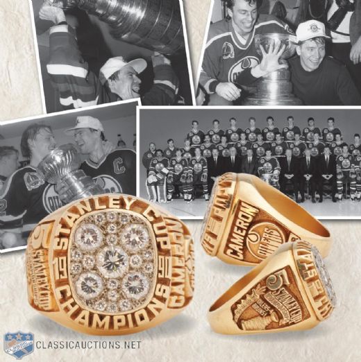 Gordon Camerons 1989-90 Edmonton Oilers Stanley Cup Championship 10K Gold and Diamond Ring