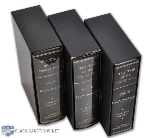 Rene Lecavaliers Leather Bound "The Trail of the Stanley Cup" Three-Volume Edition