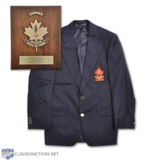 Rene Lecavaliers Canada Sports Hall of Fame Trophy Plaque and Induction Sports Jacket