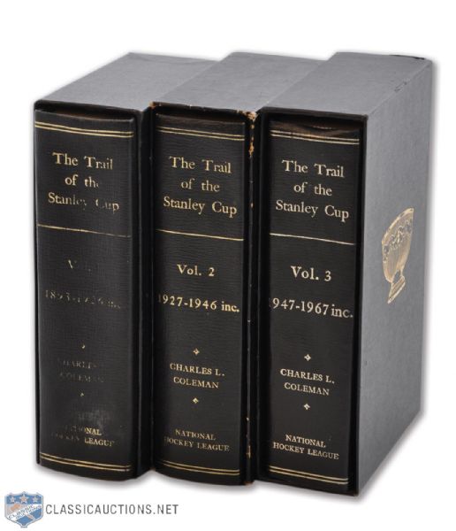 Andy Bathgates Leather-Bound "The Trail of the Stanley Cup" Three-Volume Book Set