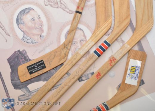 Andy Bathgates NHL Oldtimers Autograph Collection with Mini-Sticks (5)