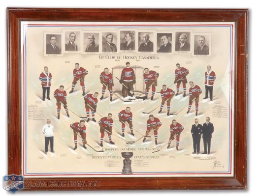 Exceptional 1929-31 Montreal Canadiens Hand-Coloured Team Photograph (26" x 34")