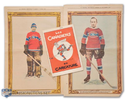 Montreal Canadiens 1927-28 "La Presse" Picture Collection of 12 and 29-30 Canadiens Caricature Book
