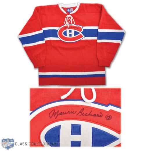 Maurice Richard Autographed Montreal Canadiens Vintage Style Jersey