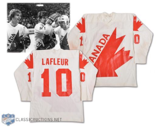 Guy Lafleurs Team Canada 1976 Canada Cup Game-Worn Photo-Matched Jersey from Frantisek Cernik